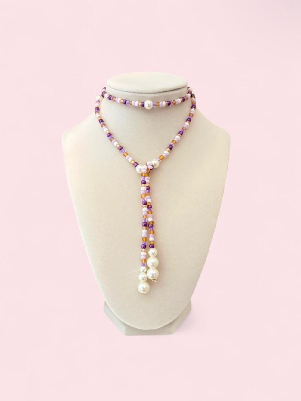 LSU purple and gold lariat wrap necklace